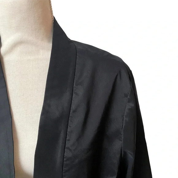 Vintage Niteline Black Open Front Bolero Jacket Cropped Formal Layering Large - Picture 2 of 13